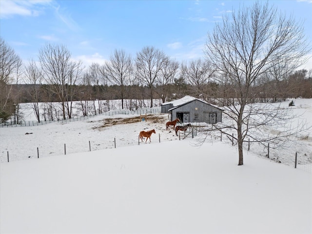 view of yard covered in snow