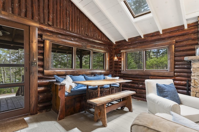 14 Crooked Pine Rd, Boothbay Harbor, ME 04538 - sunroom featuring a skylight, plenty of natural light, and vaulted ceiling