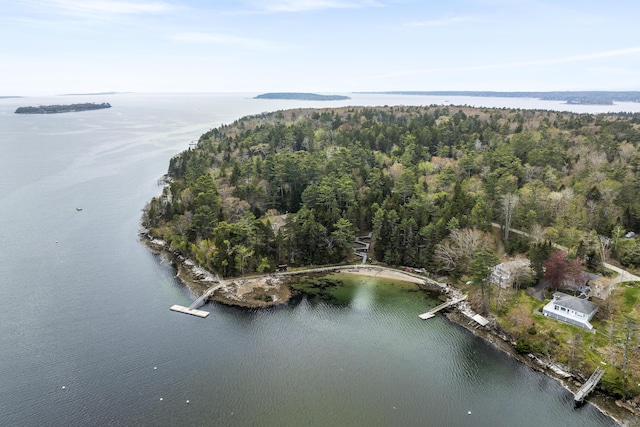 14 Crooked Pine Rd, Boothbay Harbor, ME 04538 - aerial view of property's location with a nearby body of water and a heavily wooded area