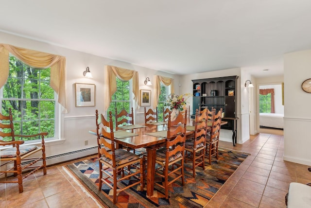 49 Megquier Rd, Gray, ME 04039 - tiled dining room featuring plenty of natural light, baseboards, and a baseboard radiator