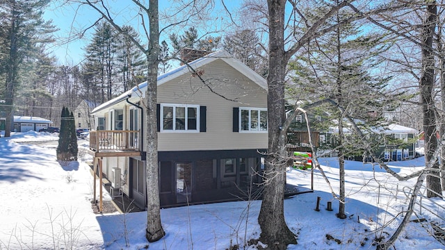 view of snow covered exterior