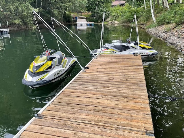 view of dock featuring a water view