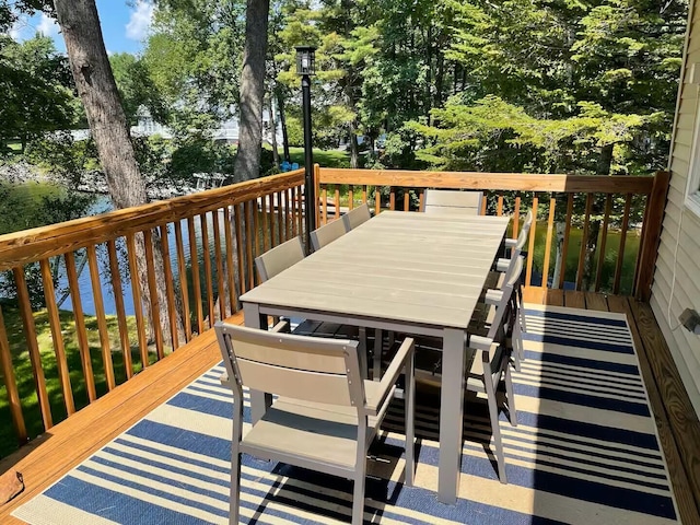 wooden terrace with a water view