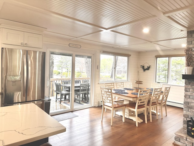 7 Birch Dr, Raymond, ME 04071 - dining area featuring a baseboard heating unit and light wood-style flooring