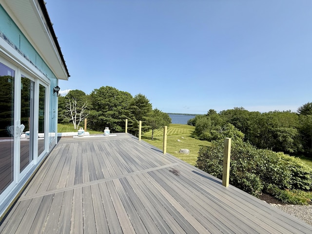 547 Mariaville Rd, Ellsworth, ME 04605 - wooden deck with a water view