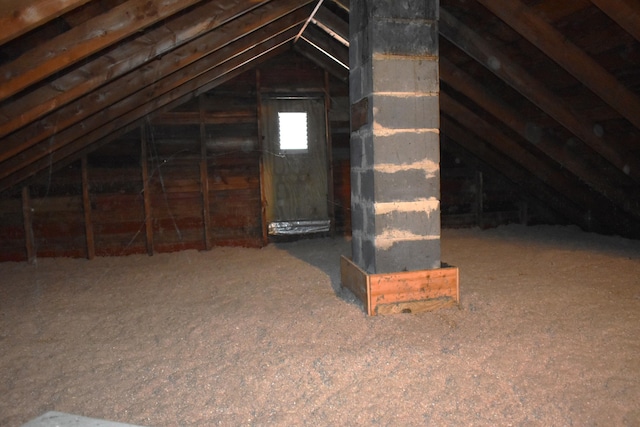 view of unfinished attic