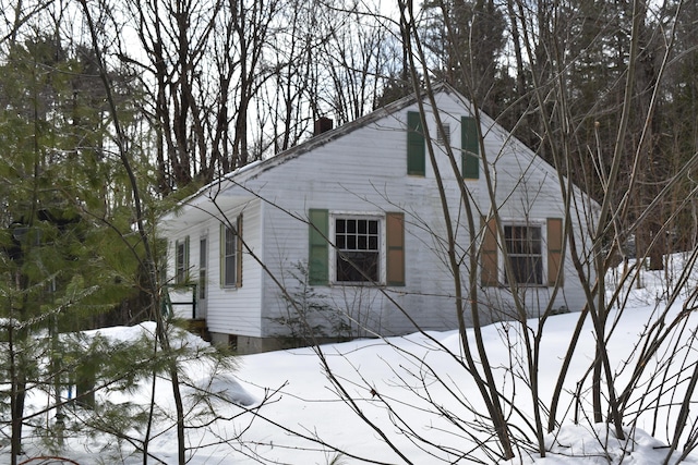 view of snow covered exterior