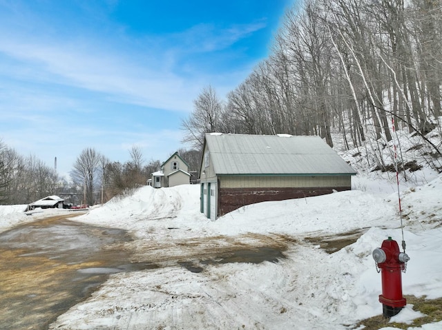 view of snow covered property