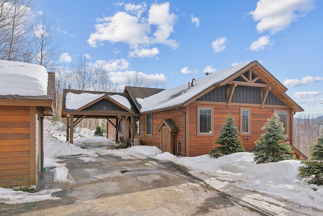 view of front of home featuring board and batten siding