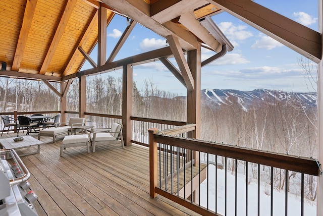 deck featuring a mountain view