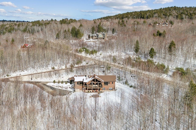 drone / aerial view with a forest view