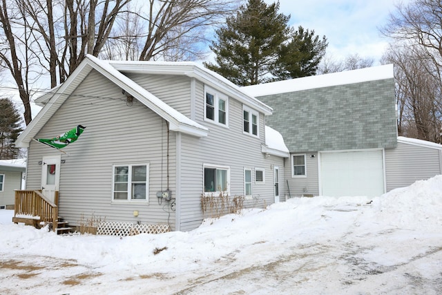 exterior space featuring a garage