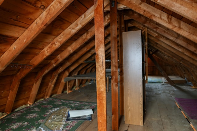 view of unfinished attic