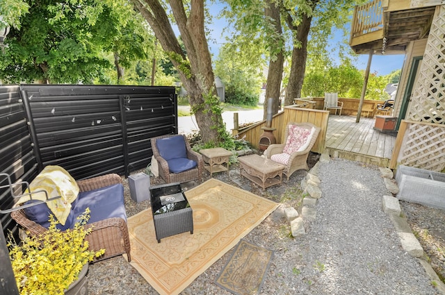 view of patio featuring a deck