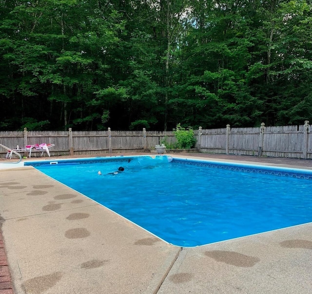 view of swimming pool with a patio, a fenced backyard, and a fenced in pool