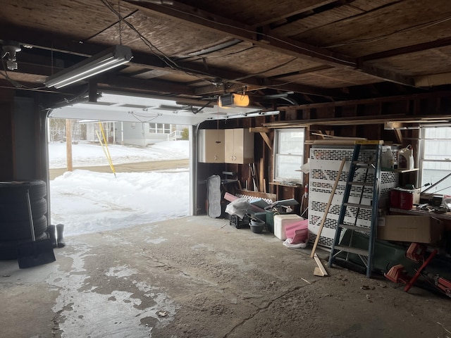 garage with a garage door opener