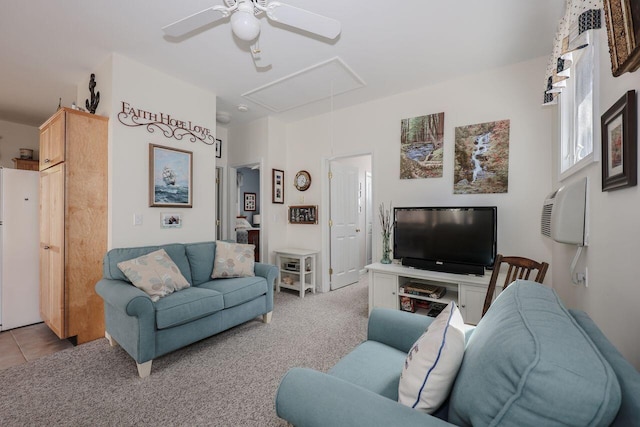 454 Post Rd Unit 128, Wells, ME 04090 - living area featuring attic access and ceiling fan