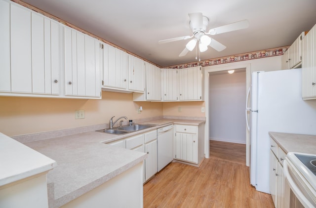 34 Parkwood Dr Unit 203, Augusta, ME 04330 - kitchen with a sink, dishwasher, light wood-style floors, a ceiling fan, and light countertops