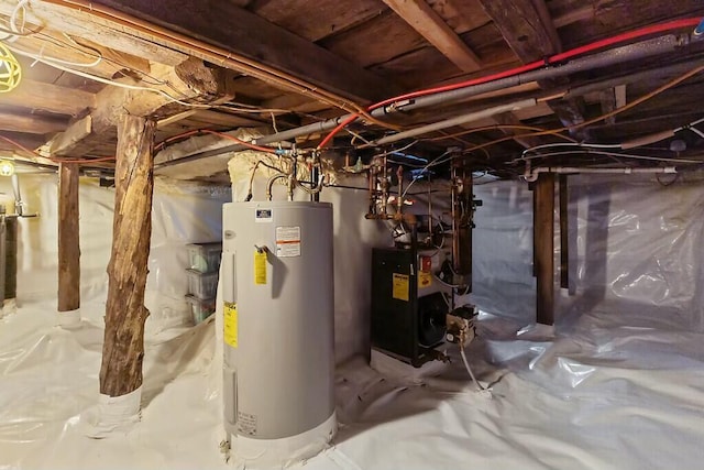 utilities featuring a heating unit and electric water heater