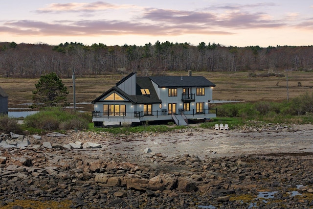 107 Marshall Point Rd, Kennebunkport, ME 04046 - back of house featuring a deck and a view of trees