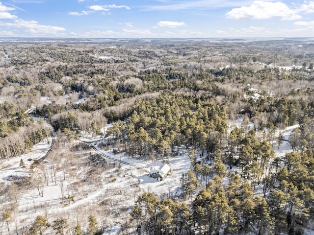 aerial view with a wooded view