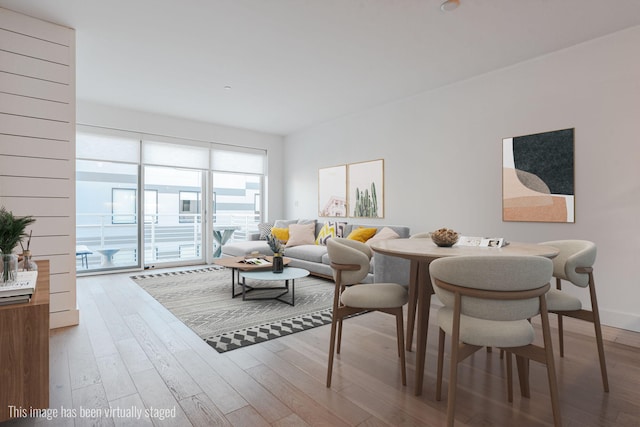 living area with wood finished floors