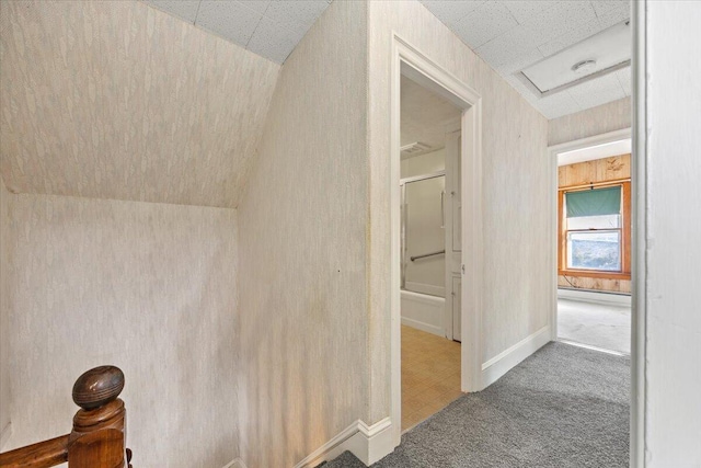 bonus room with a baseboard radiator, carpet, and baseboards