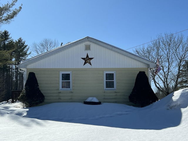 view of snow covered exterior