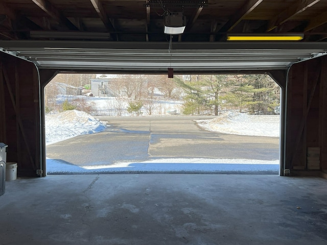 garage with a garage door opener