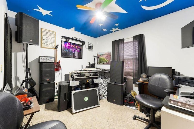 home office with ceiling fan