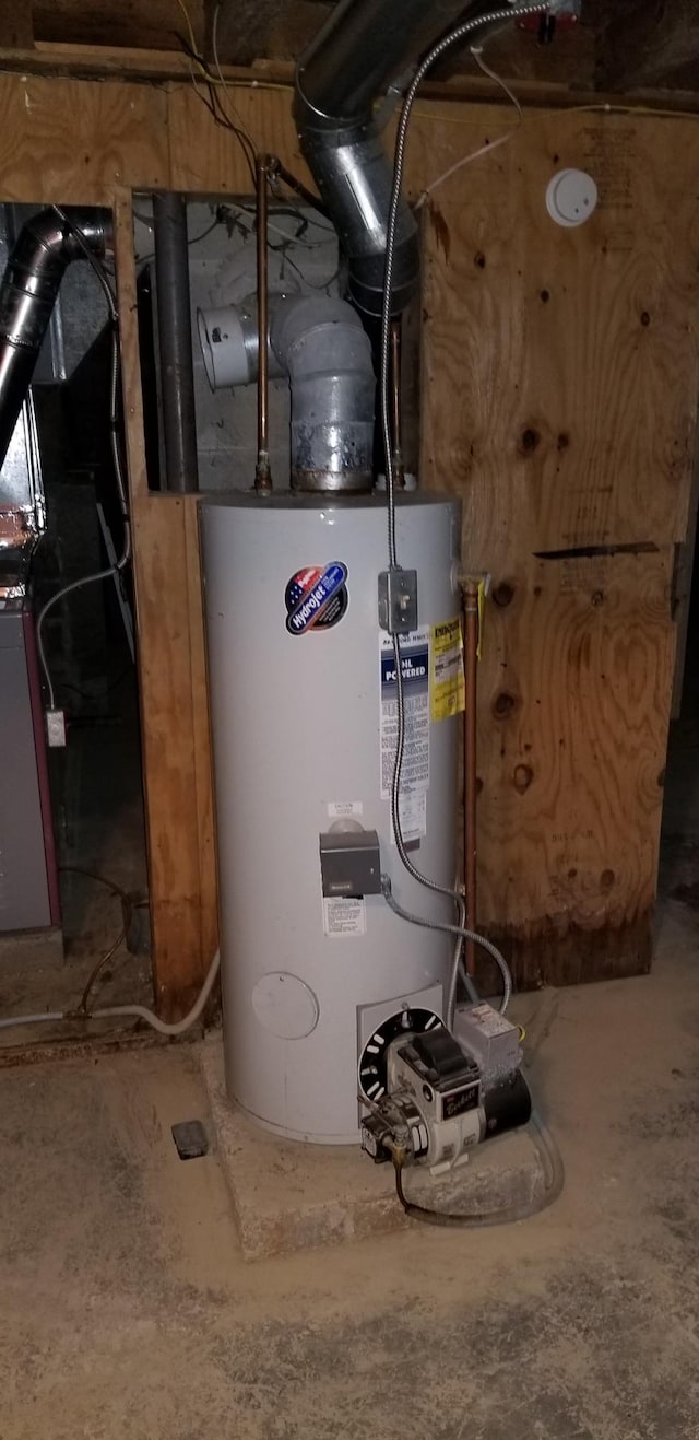 utility room with electric water heater