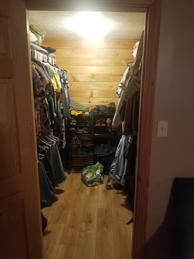 spacious closet with hardwood / wood-style flooring