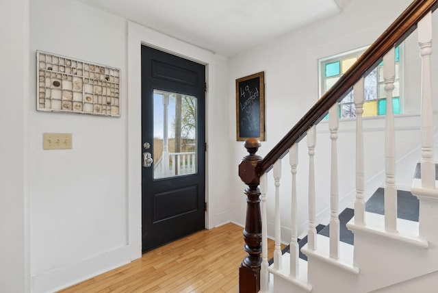 49 Langsford Rd, Kennebunkport, ME 04046 - entryway with light wood-style floors and stairway