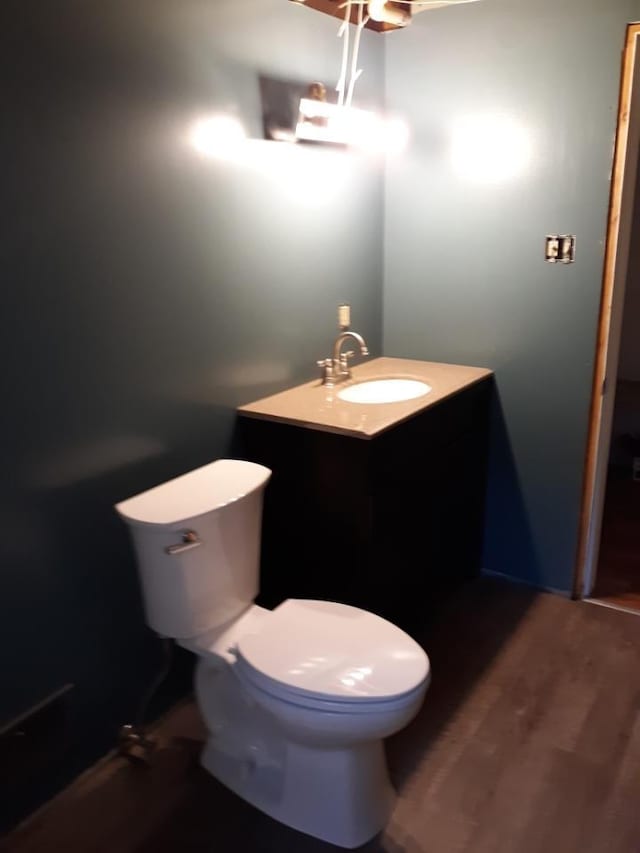 131 Clover St, Madawaska, ME 04756 - bathroom with vanity, wood finished floors, and toilet