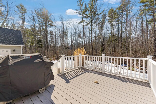 deck featuring grilling area