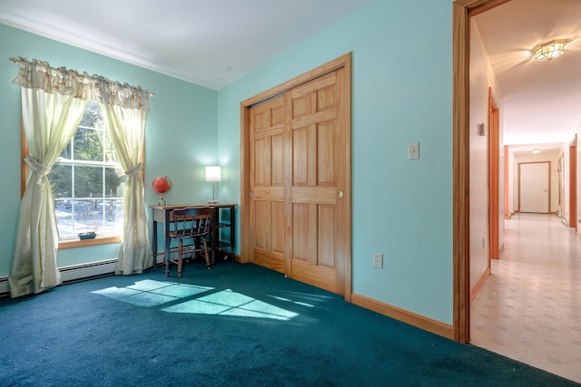 interior space with carpet floors and baseboards