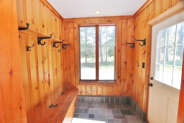 220 Church Rd, Bangor, ME 04401 - mudroom featuring wooden walls