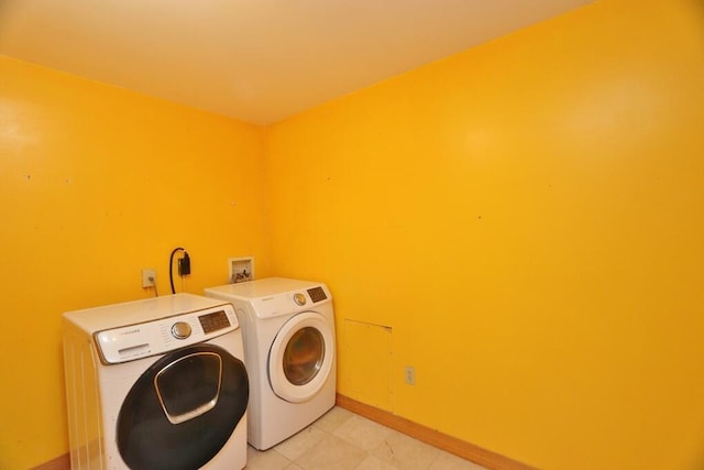 220 Church Rd, Bangor, ME 04401 - clothes washing area with laundry area, baseboards, and independent washer and dryer