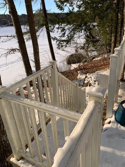 view of snow covered deck