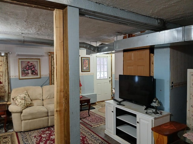 living room featuring a wall mounted air conditioner