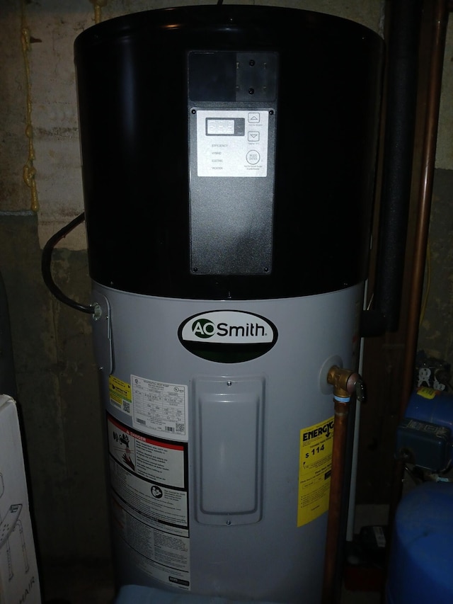 utility room featuring water heater