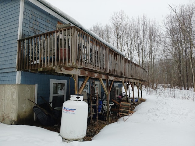 view of snow covered house