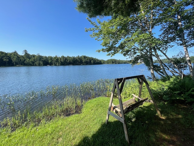 view of water feature with a view of trees