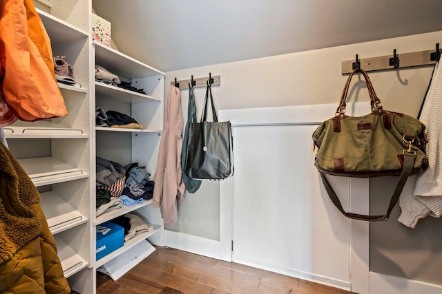 spacious closet featuring wood finished floors