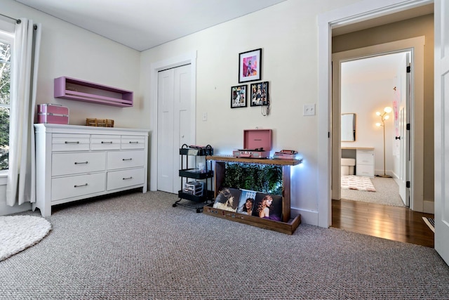 view of carpeted office space