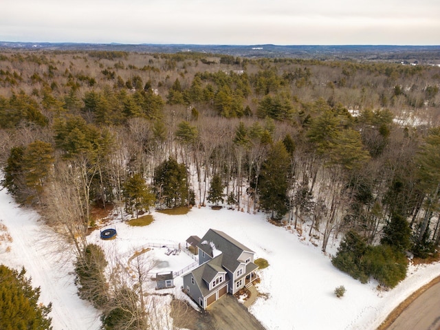 aerial view with a wooded view