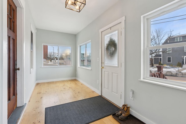 entrance foyer with baseboards and hardwood / wood-style flooring