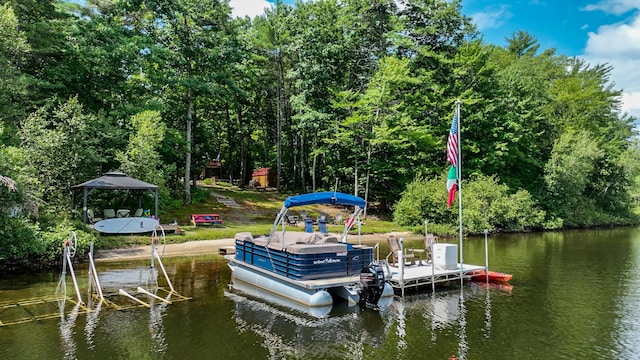 view of dock featuring a water view