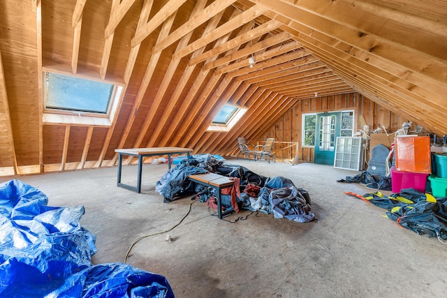 attic with a skylight