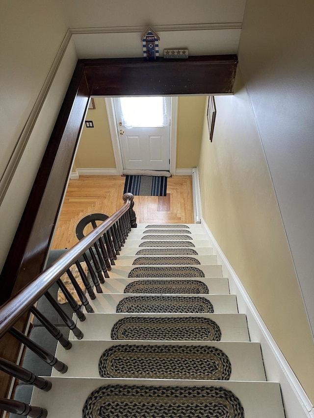 stairs with baseboards